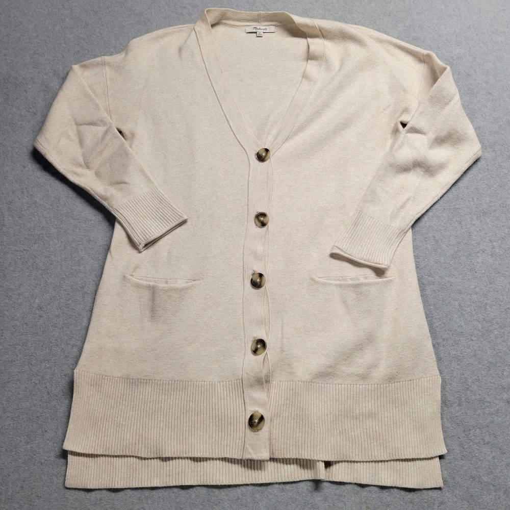Madewell Womens‎ XS Longline Cardigan Sweater Oatmeal Beige V-Neck
